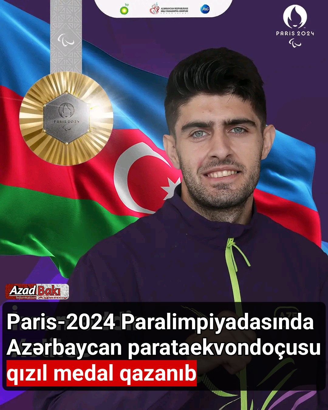 Paris-2024 Paralimpiyadasında Azərbaycan parataekvondoçusu qızıl medal qazanıb