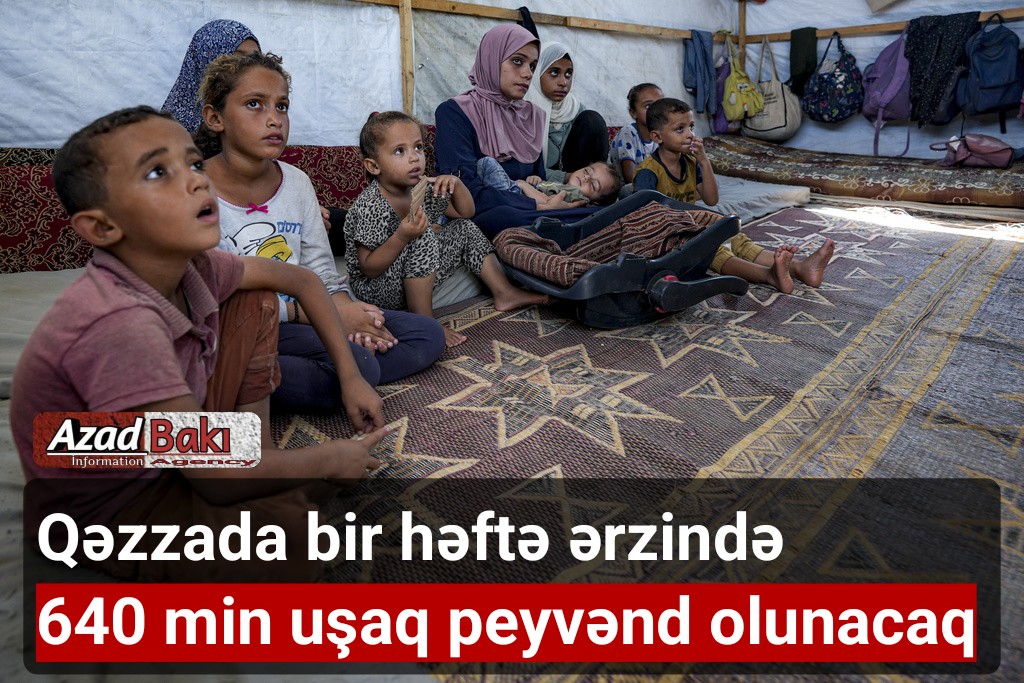 Qəzzada bir həftə ərzində 640 min uşaq peyvənd olunacaq